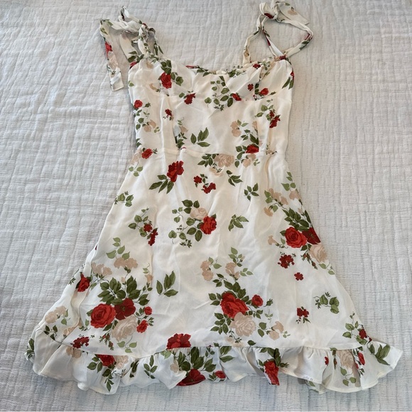 REFORMATION Christine Ruffle Mini Dress Florence Floral Print Size 6 $218 - Picture 4 of 11